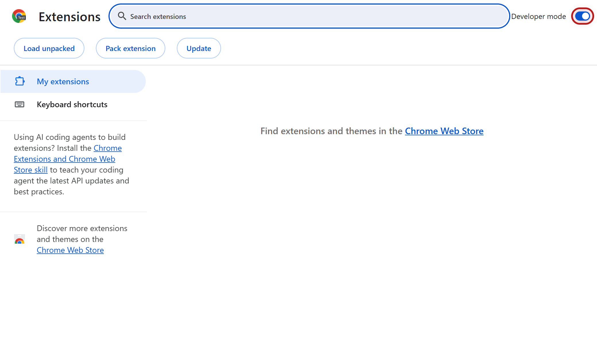 Google Chrome Developer Mode Toggle